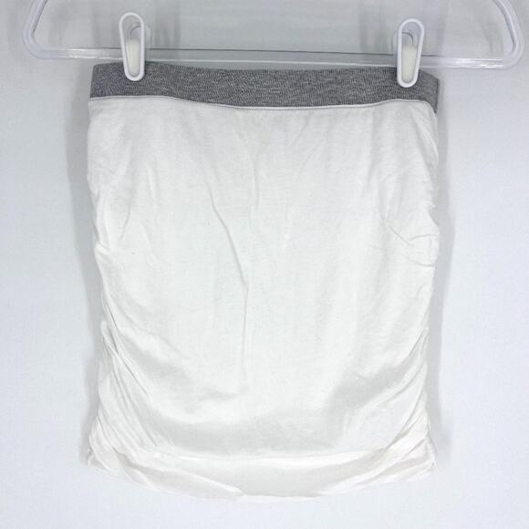 Splendid Supima Cotton White Ruched Mini Skirt with Grey Waistband Size Small - Picture 1 of 10